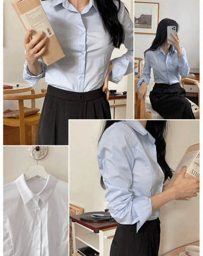 에센스 면스판 슬림핏 크롭 셔츠 남방(2color)